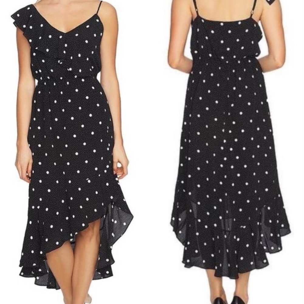 1. State Polka Dot Ruffled High Low Midi Dress Size Small